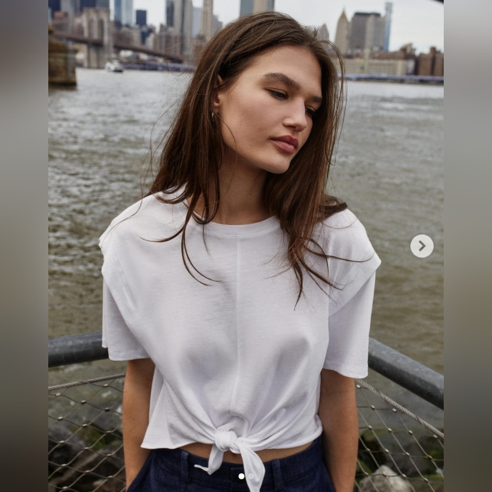 Rag & Bone White Short Sleeve Knot Tee